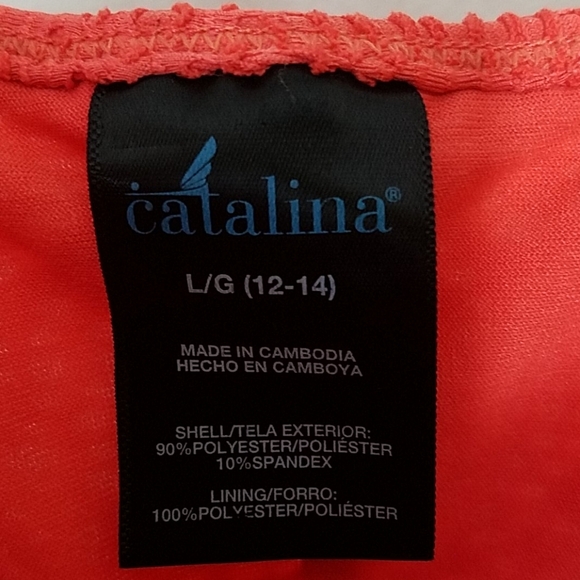 Swimsuit one piece red Mesh lined built-in bra Large - Picture 5 of 9